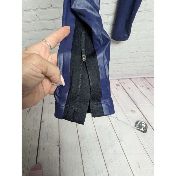 LUCAS HUGH LONDON Womens Med Blue Multicolor High Rise Leggings Leg Zip … - Picture 3 of 9